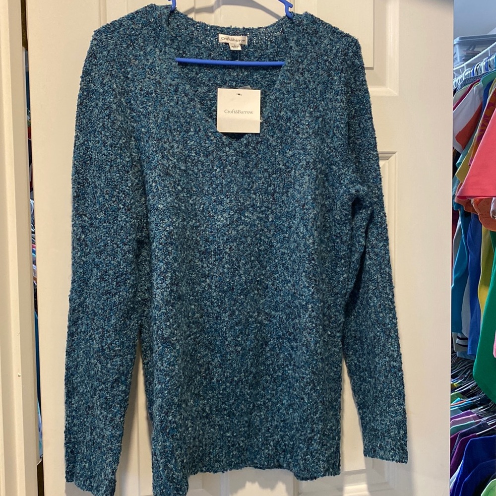 Marled teal sweater, L Croft & Barrow